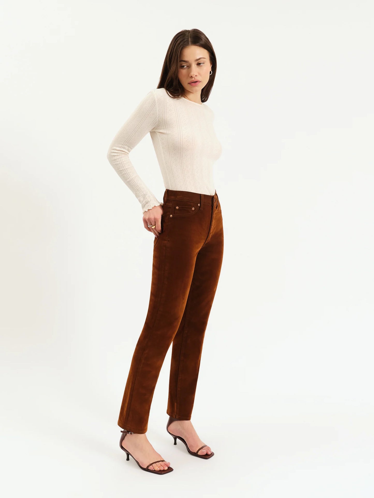 Smarty Pants High Rise Slim in Cognac