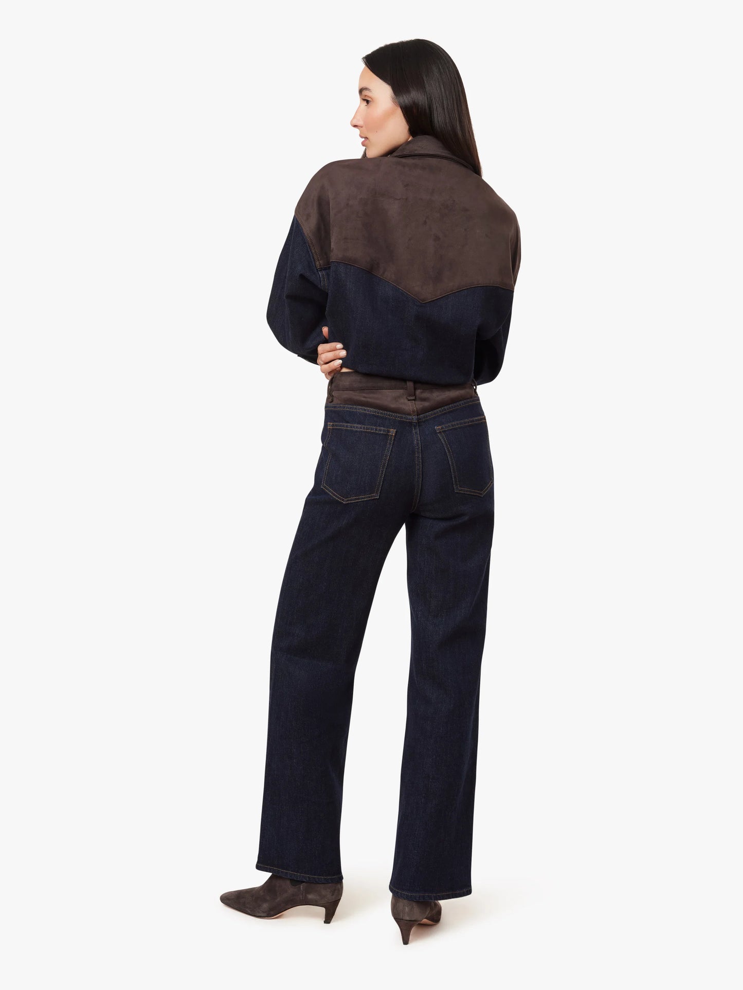 BLAINE SUEDE MIX HIGH RISE STRAIGHT
