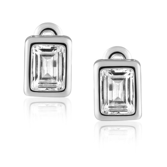 Laurel Bezel Stud -Silver