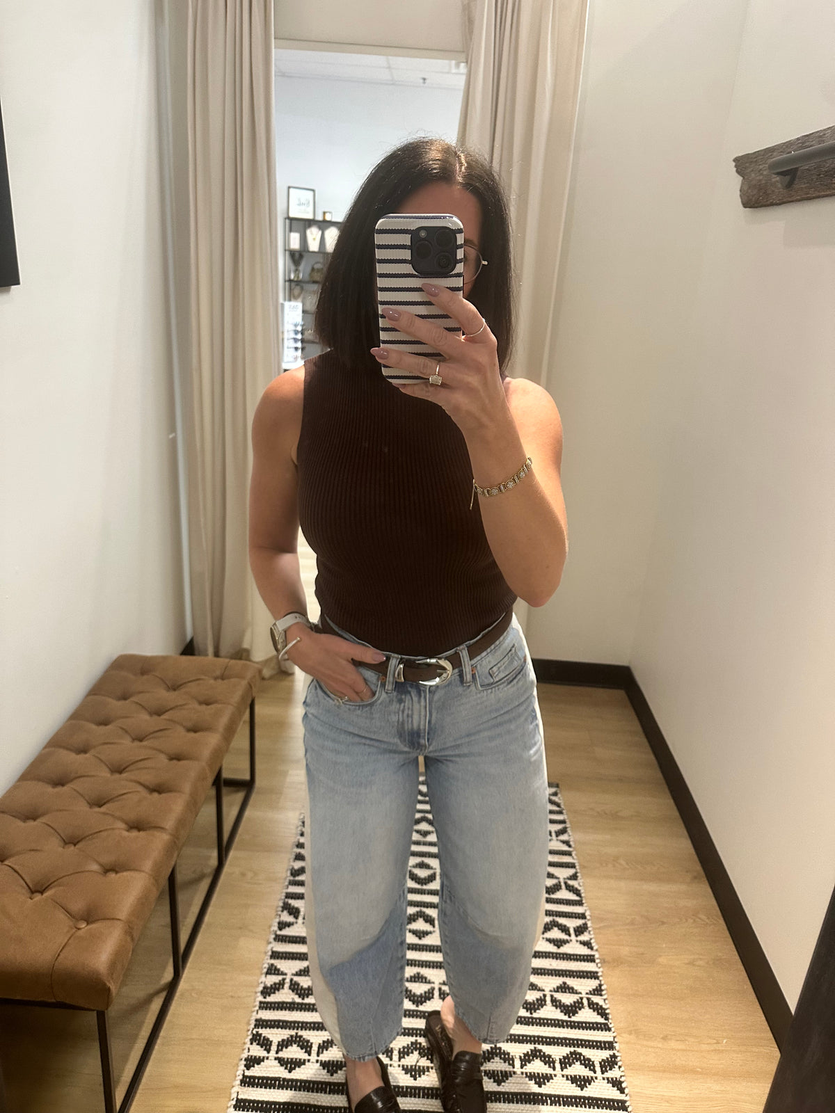 Mercy Sleeveless Turtleneck Tank- Brown