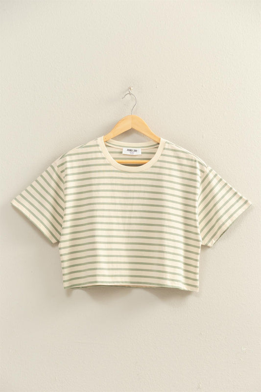 Meredith Boxy Tee-  Sage Green