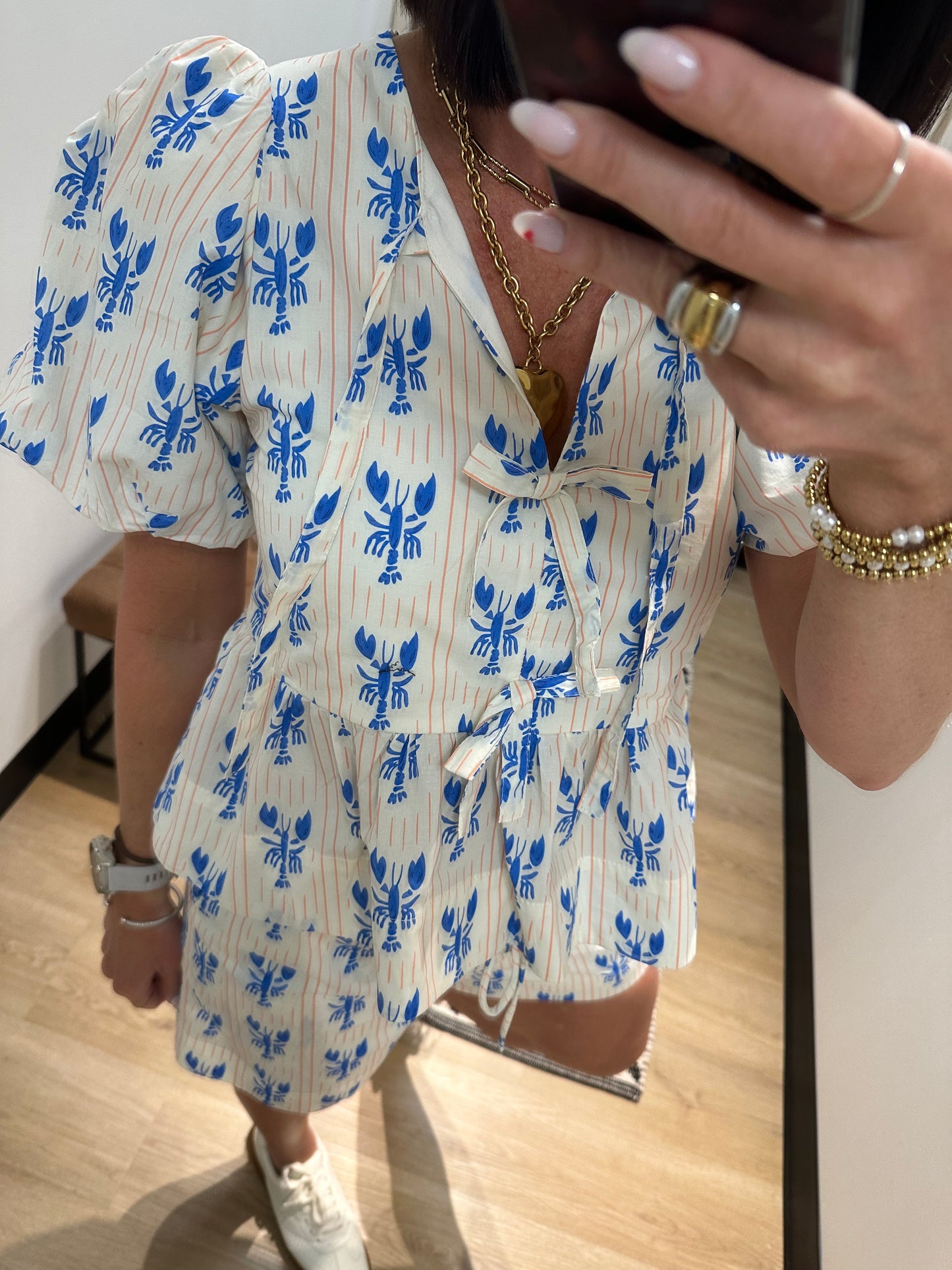 Lobster Tie Front Top & Short Set