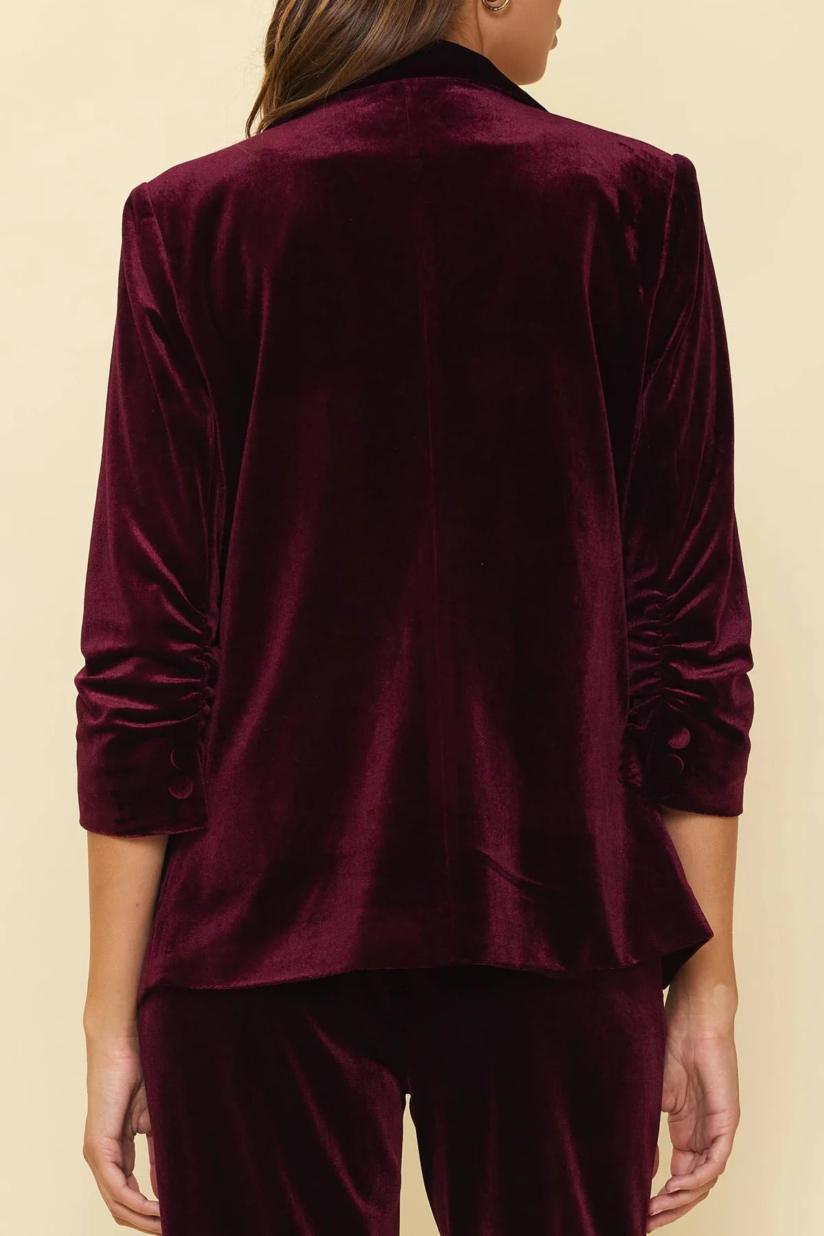 Nicole Velvet Blazer- Burgundy
