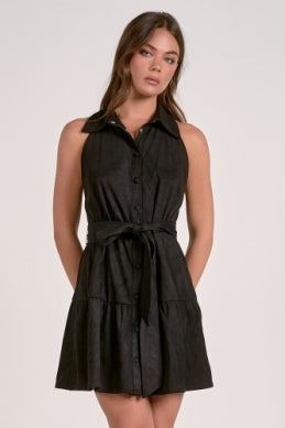 Audrina Suede Halter Dress