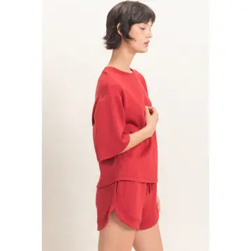 Tinley Loose Fit Top-Red