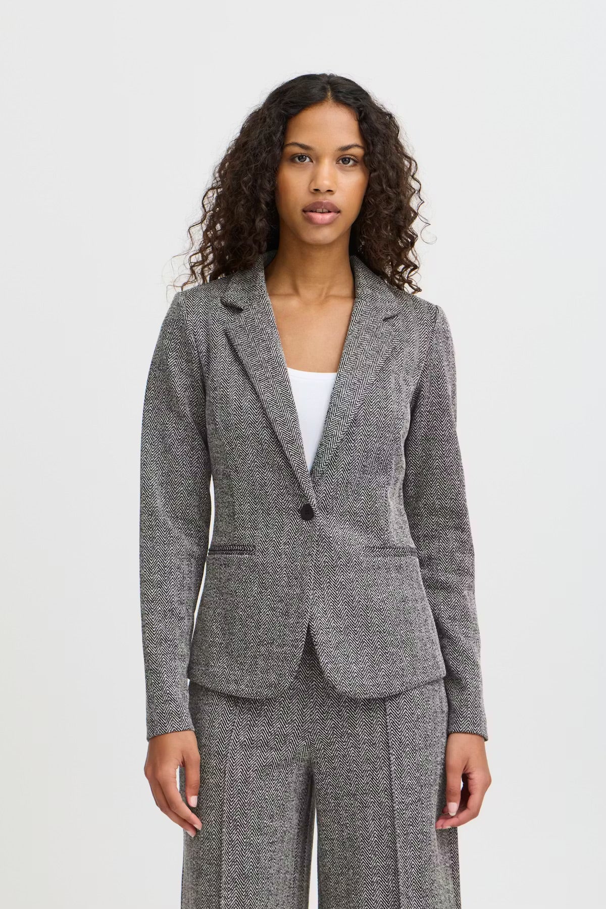 Kate Blazer- Black Herringbone