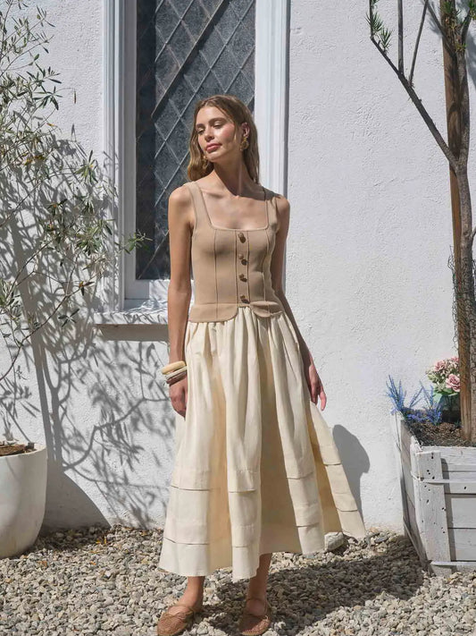 Carolyn MIDI Dress- Khaki