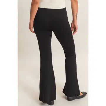 Tinley Flared Elastic Waist Pant-Black