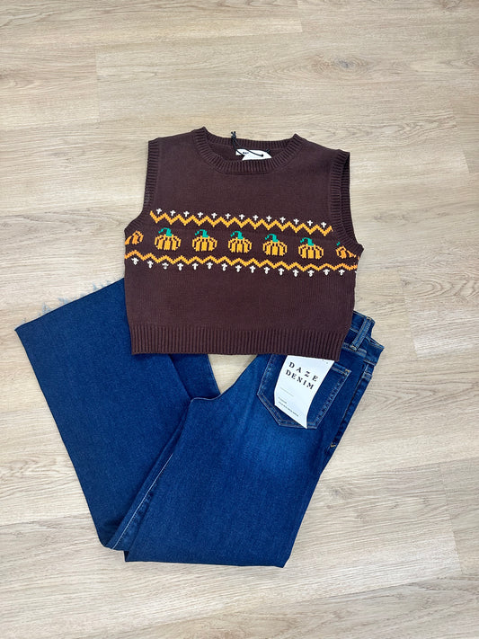 Pumpkin Crop Sweater Vest
