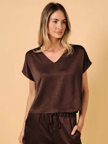 Lyndsey V-Neck Satin Top