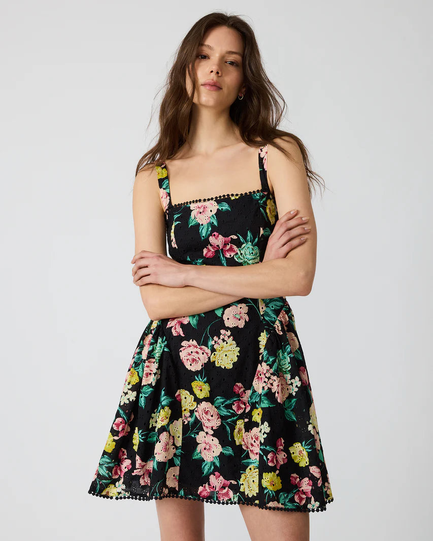 Olympia Dress Black Ditsy