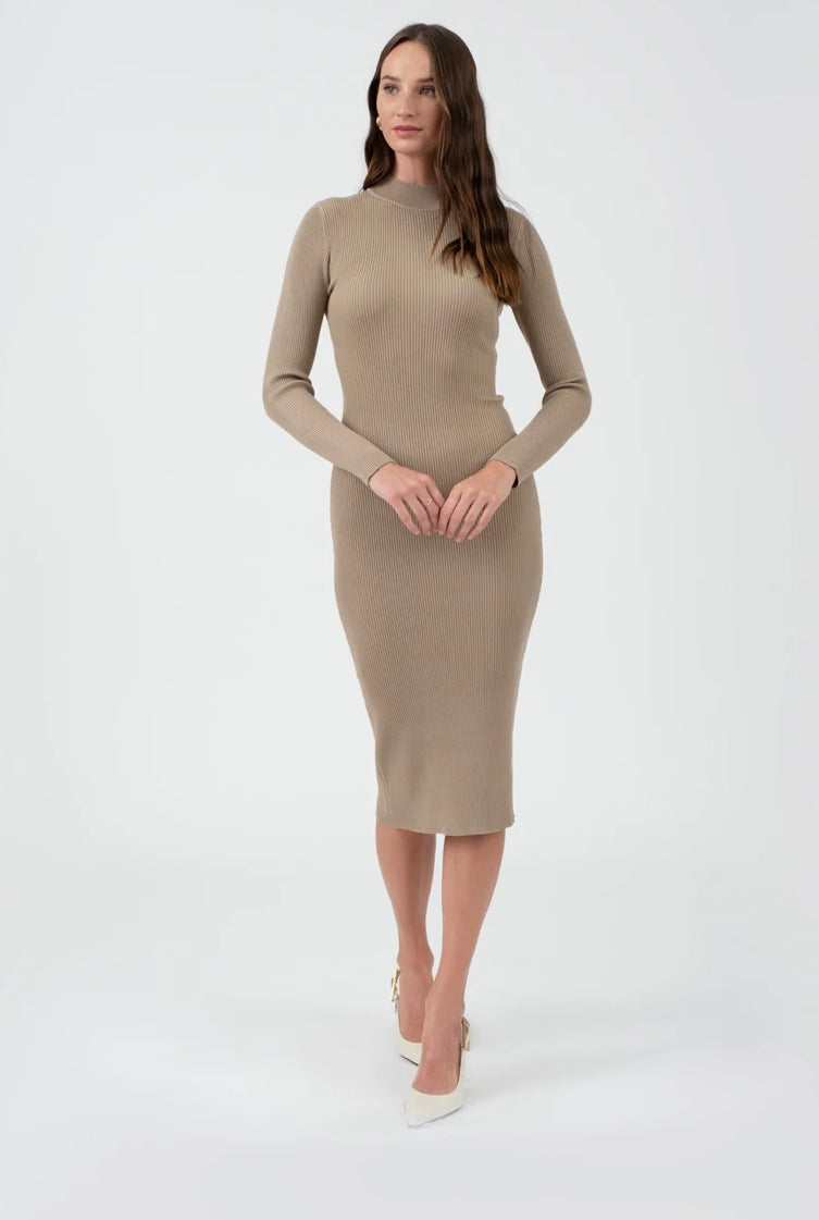 Faith Mock Neck Bodycon MIDI Dress