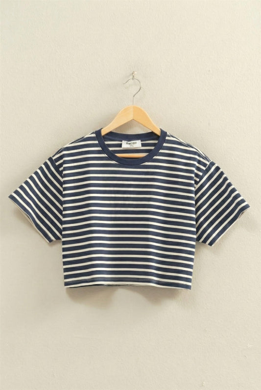 Meredith Boxy Tee- Navy