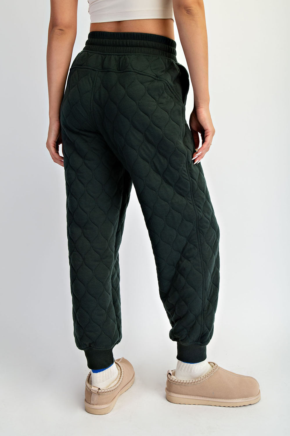 Lucy Quilted Jogger Pant- Regency Green