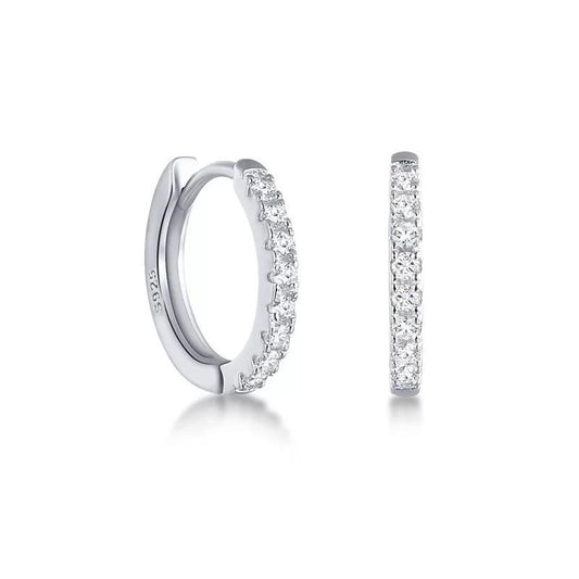 Pave Huggies- Silver