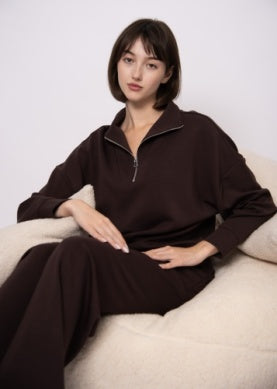 Seanni Soft Half Zip- Brown