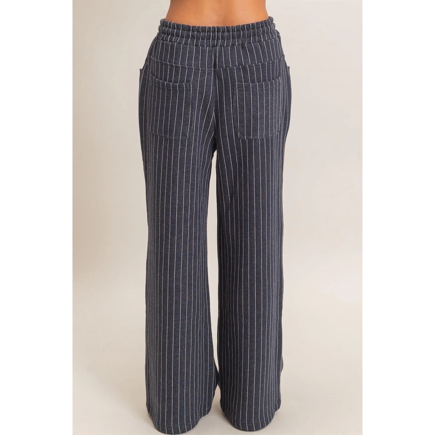 Teagan Pinstripe Pant- Navy