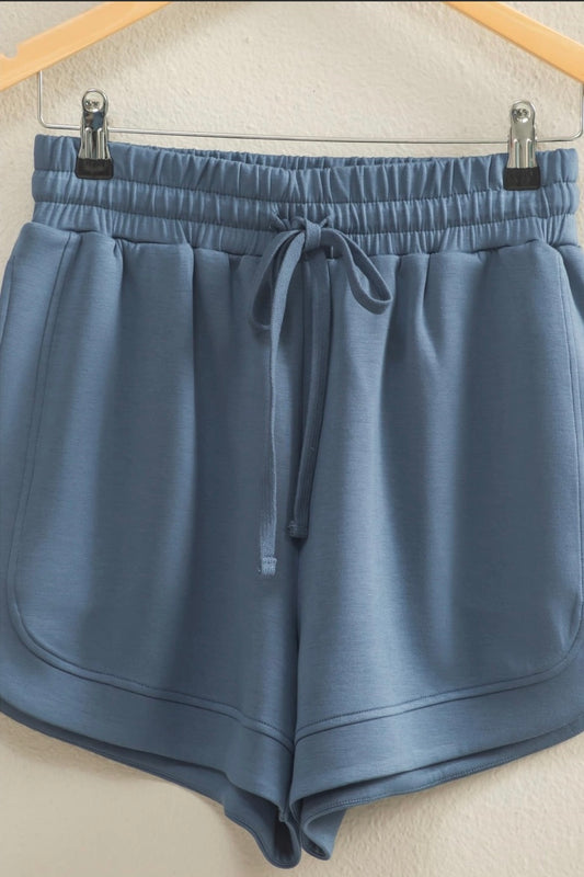 Amber Scuba Sweat Short- Dusty Navy