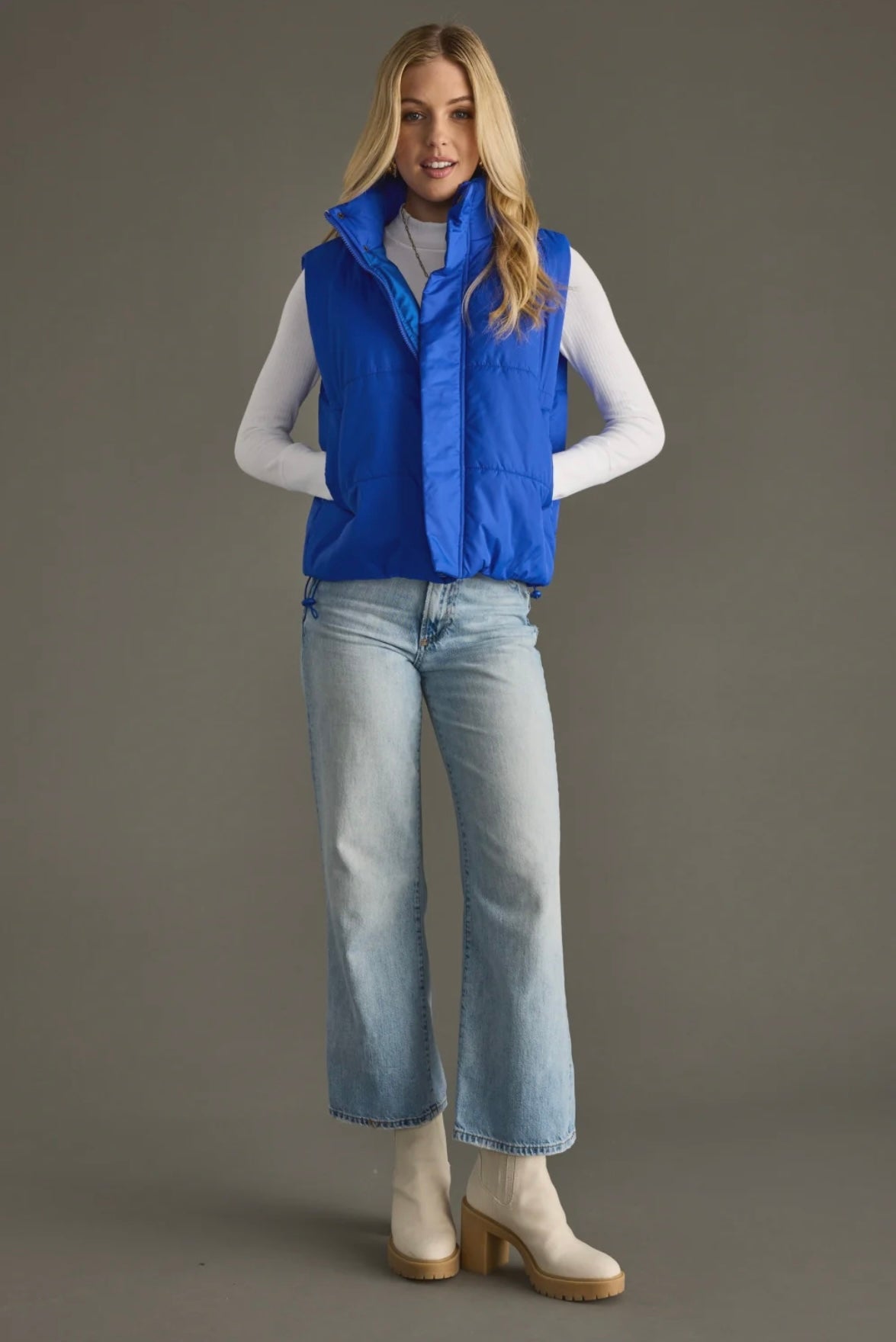 Ava Puffer Vest- Blue