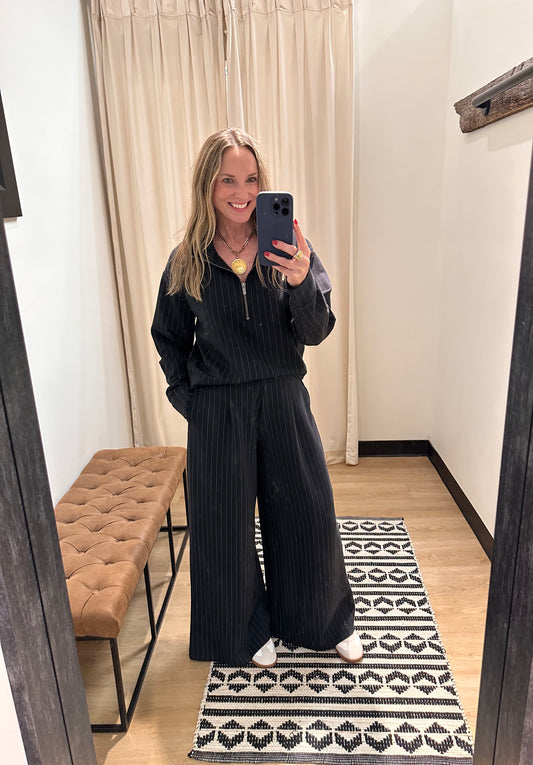 Black with Grey Stripe Pant