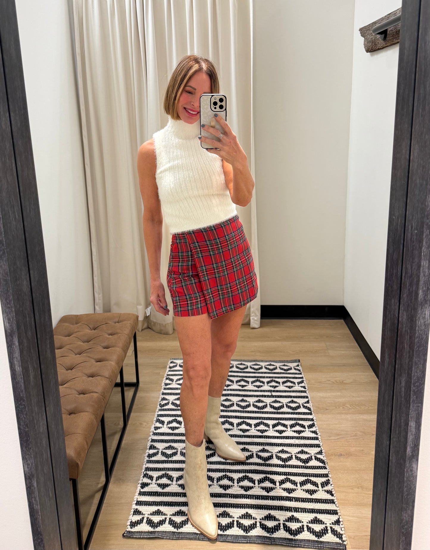 Molly Plaid Holiday Skort- Red