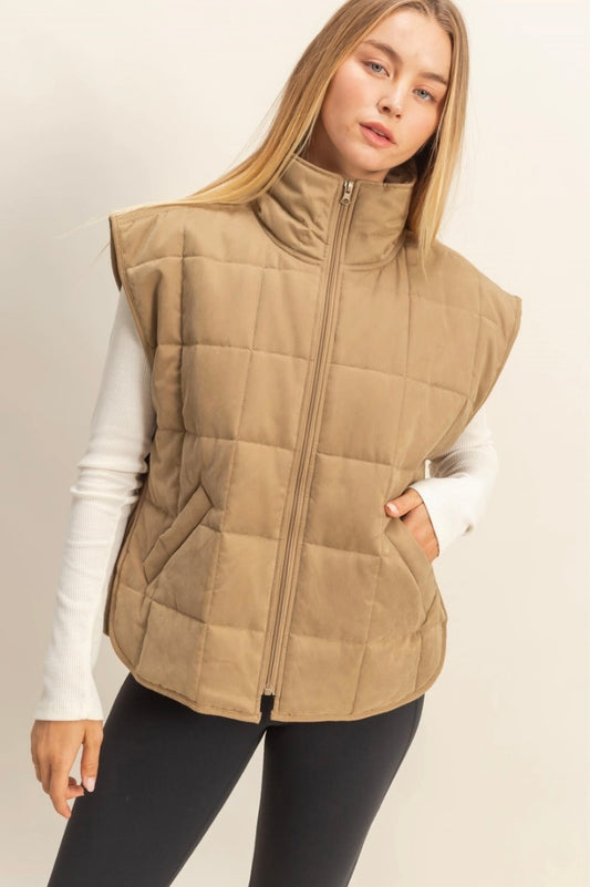 Brinkley Quilted Vest- Olive