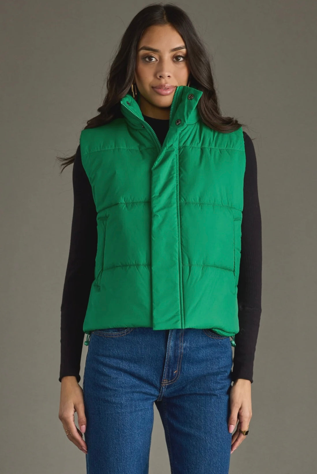 Ava Puffer Vest- Green