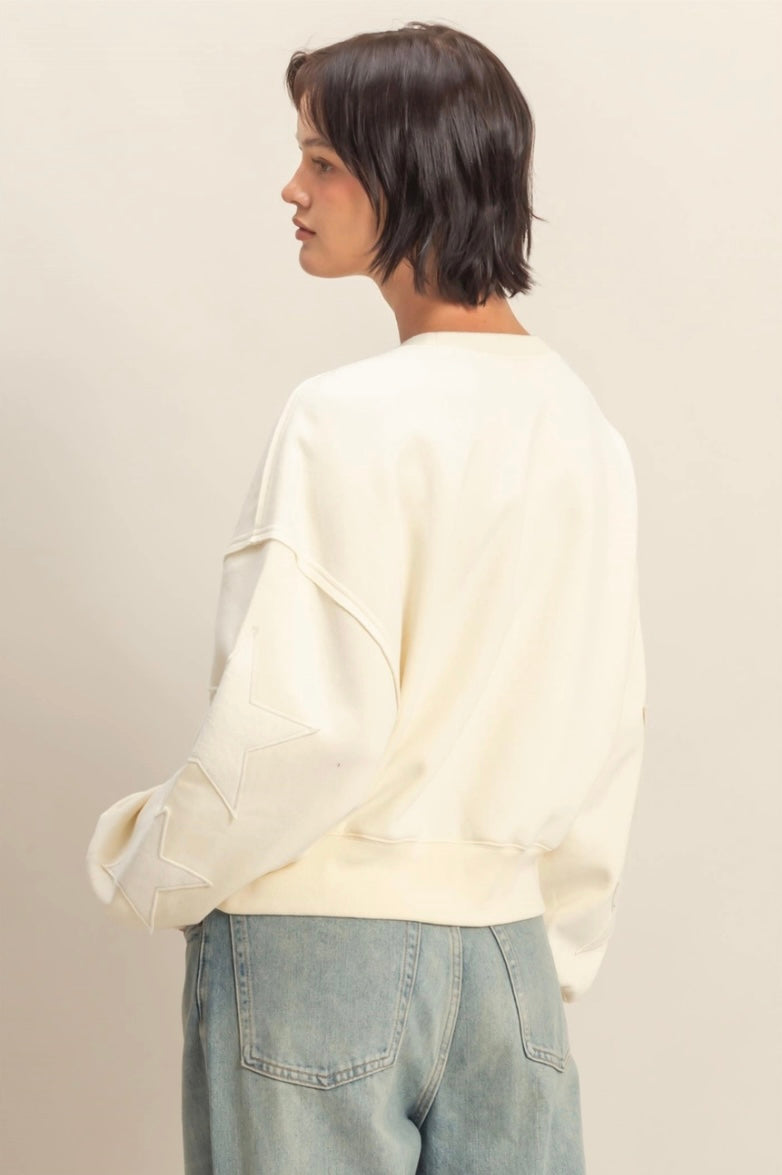 Star Patch Sweatshirt- Cream