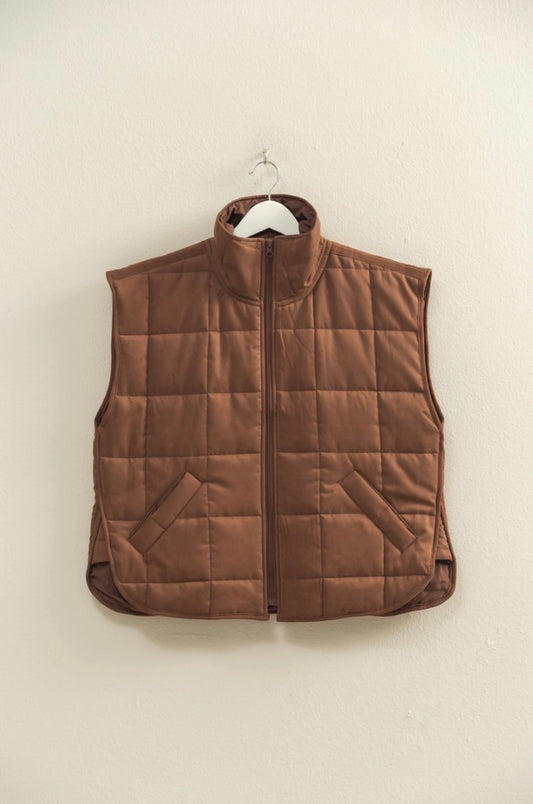 Brinkley Quilted Vest- Brown