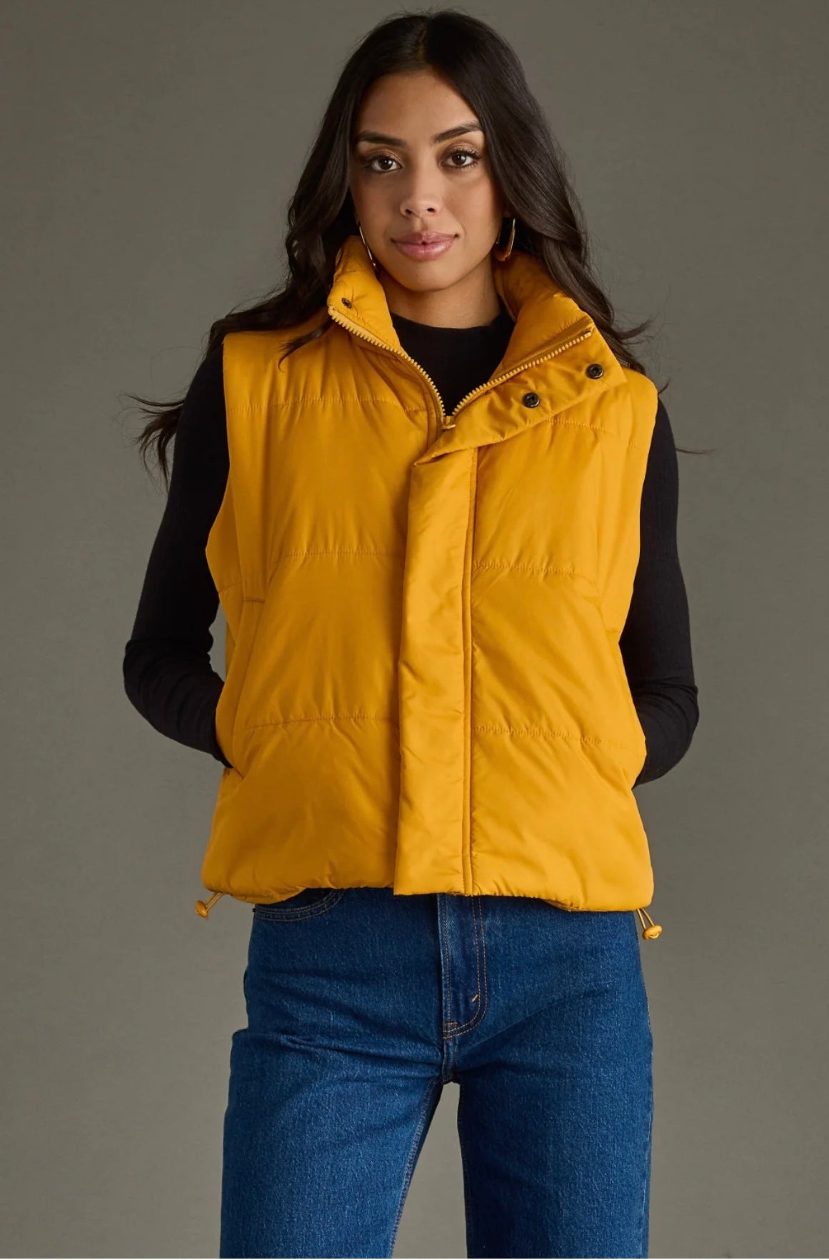 Ava Puffer Vest- Mustard