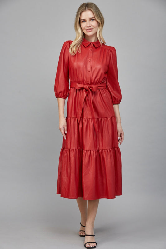 Milena Midi Dress- Red