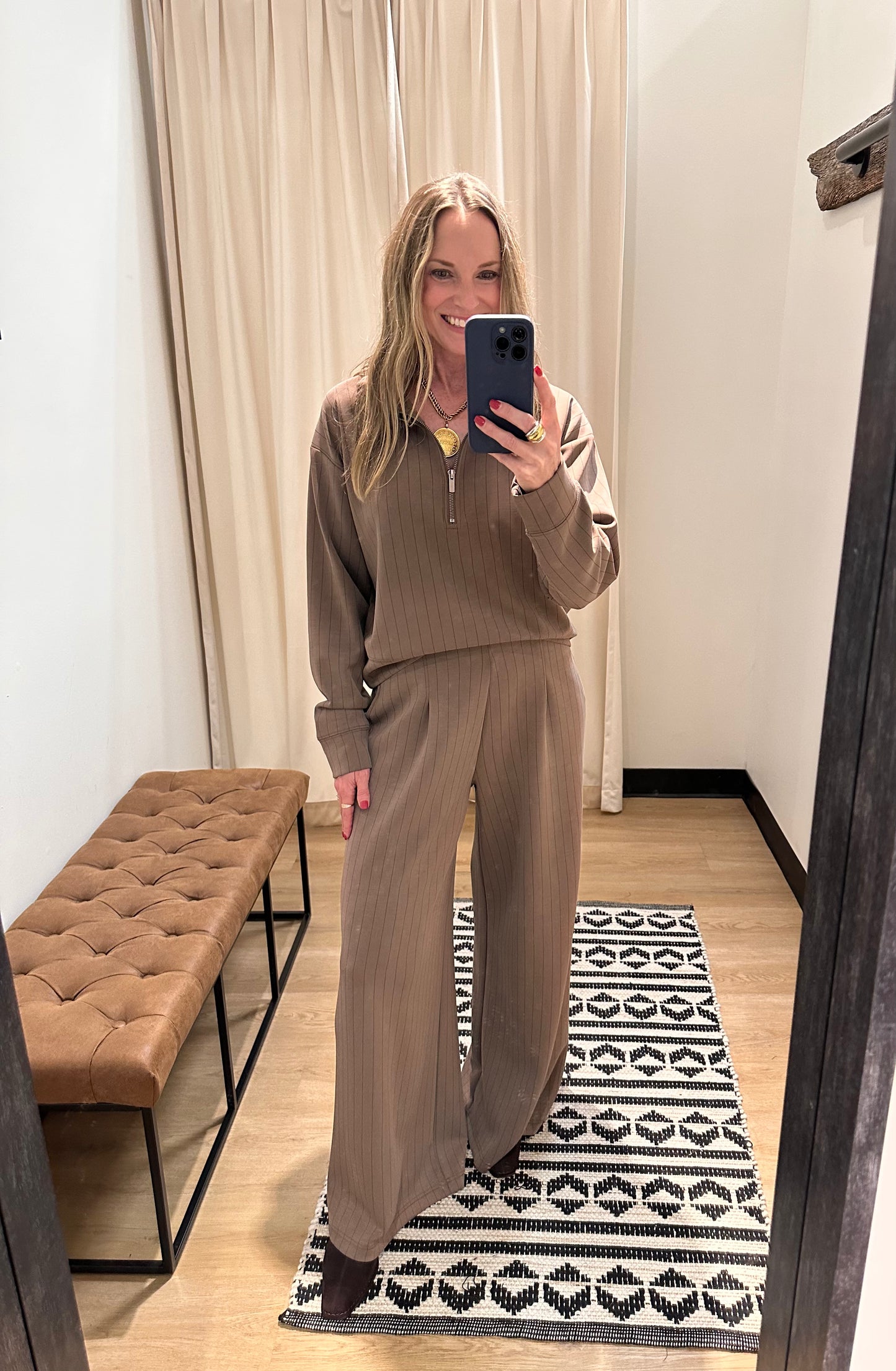 Taupe with Brown Stripe Pant
