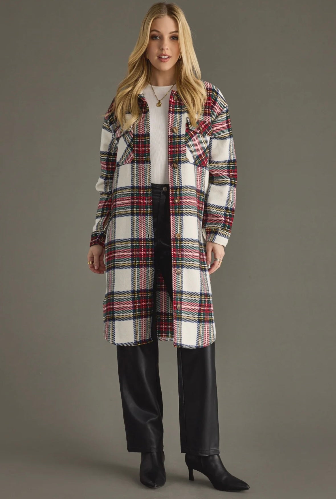Manchester Plaid Long Flannel-Ivory – Oak Boutique Hot Springs