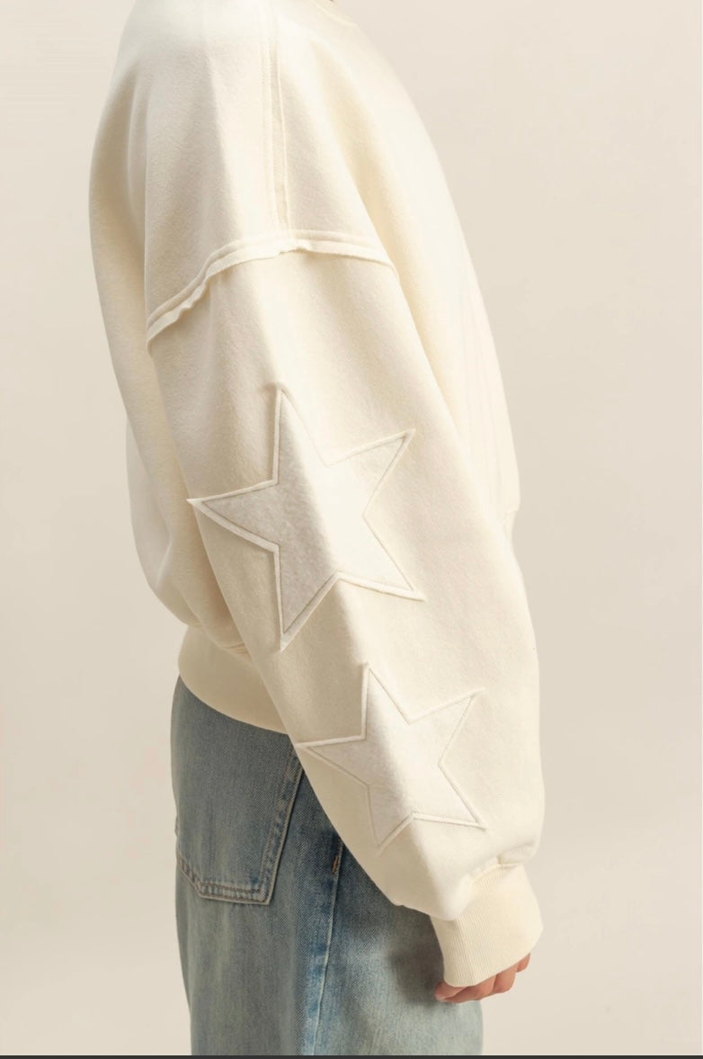 Star Patch Sweatshirt- Cream
