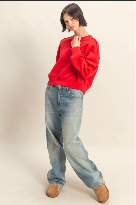 Star Patch Sweatshirt- Red