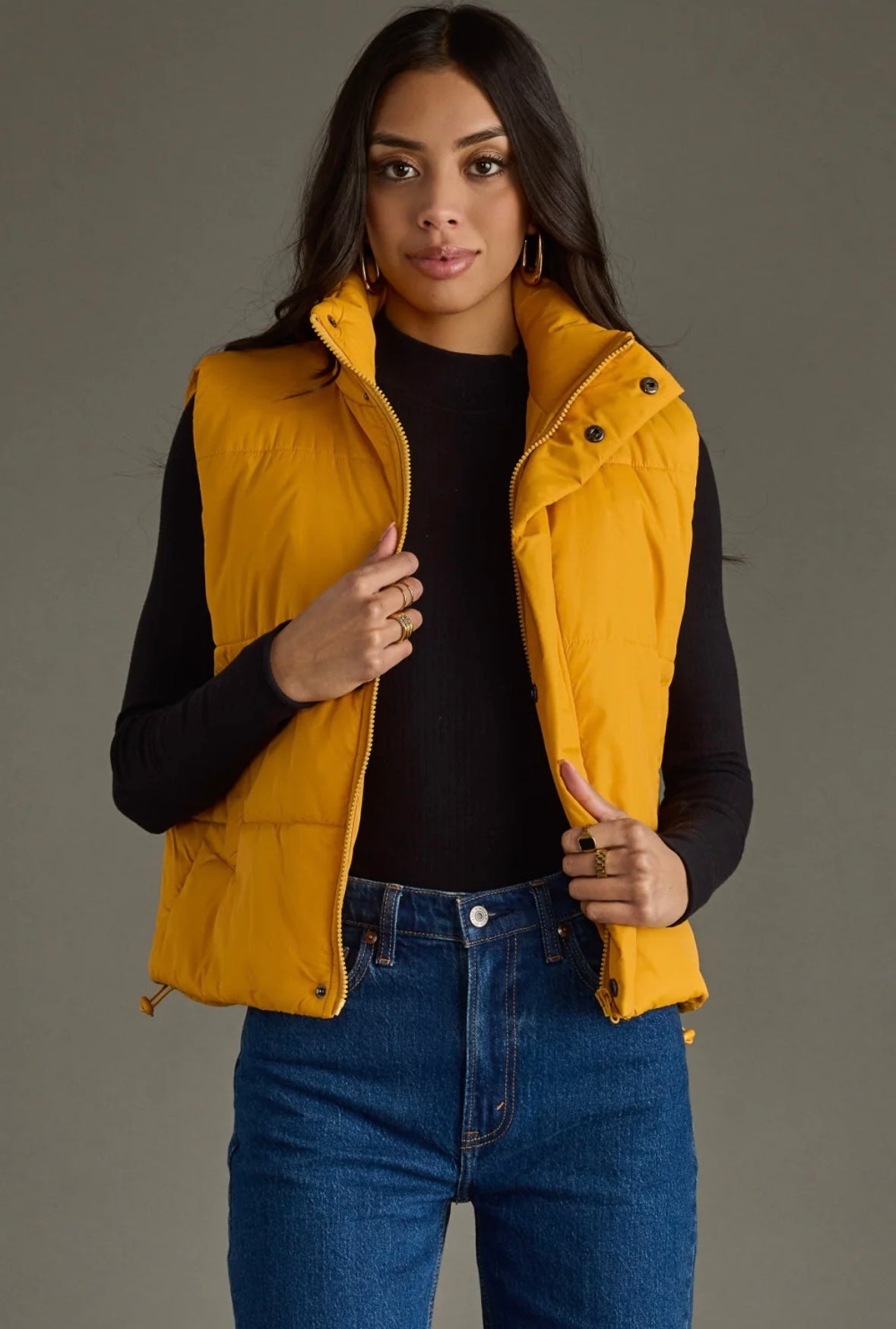 Ava Puffer Vest- Mustard