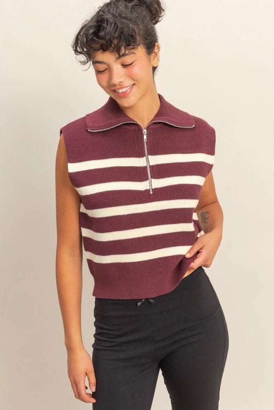 Monica Top- Cherry/Cream