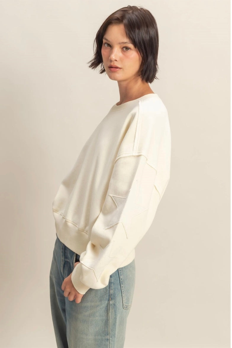 Star Patch Sweatshirt- Cream