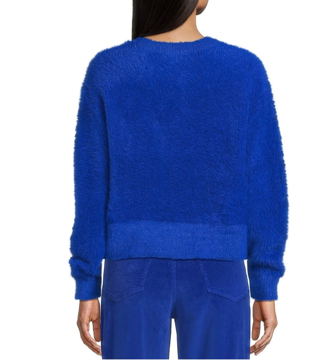 Cobalt Fuzz Crewneck Sweater
