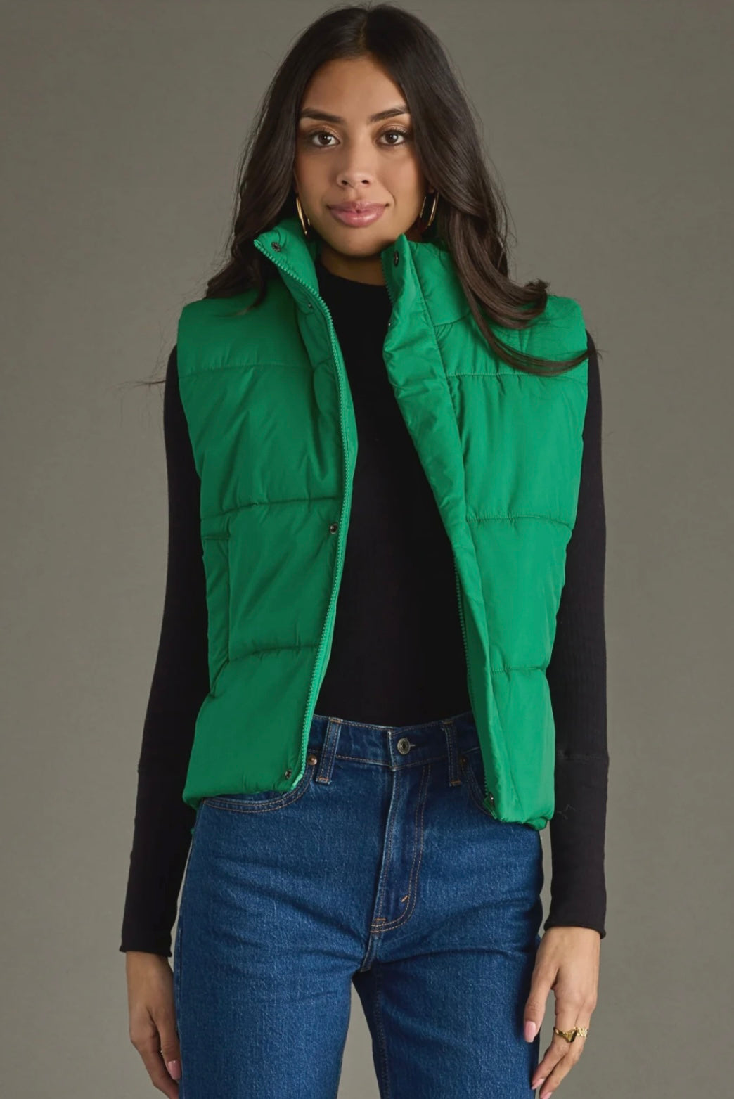 Ava Puffer Vest- Green