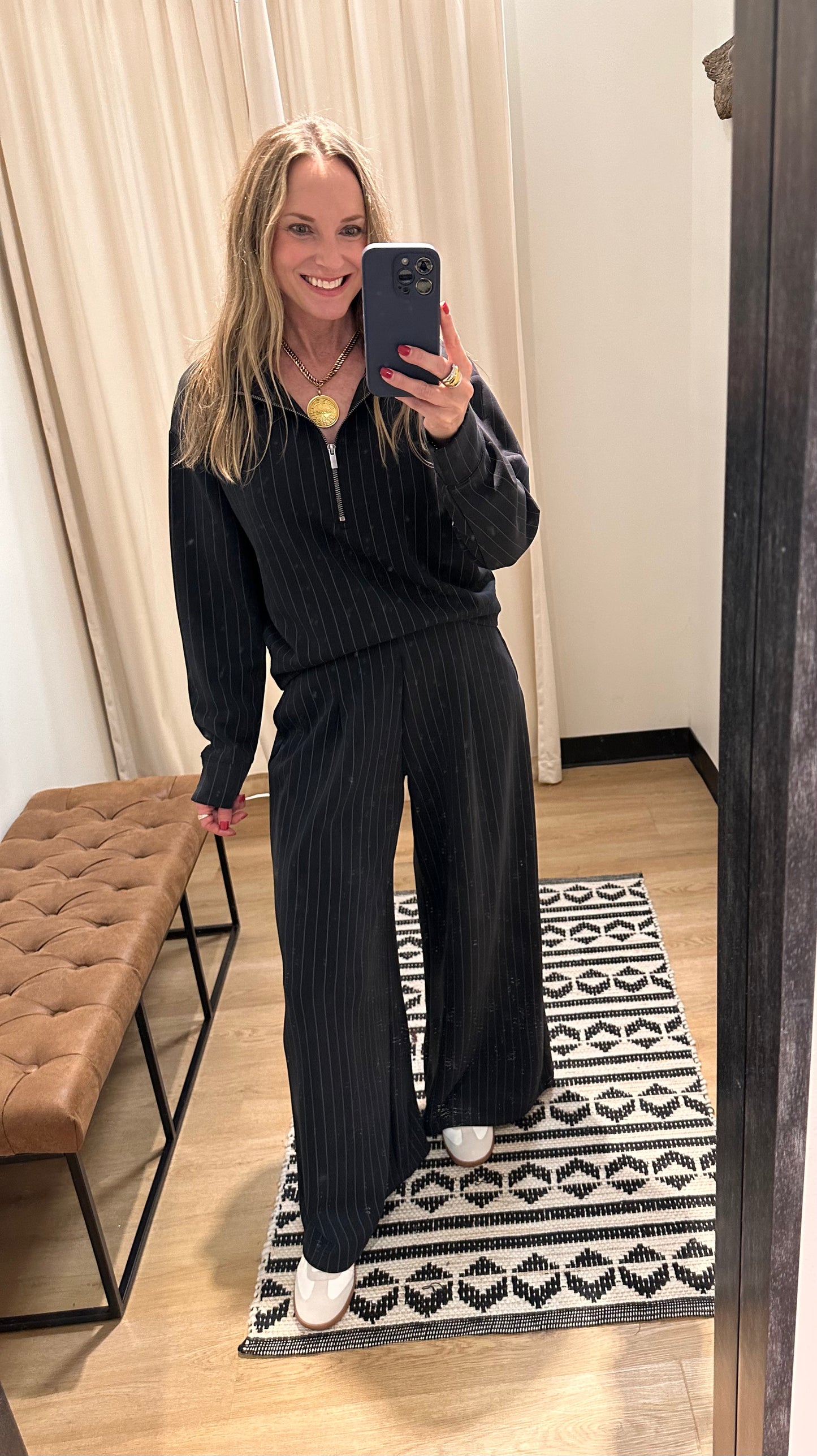 Black with Grey Stripe Pant