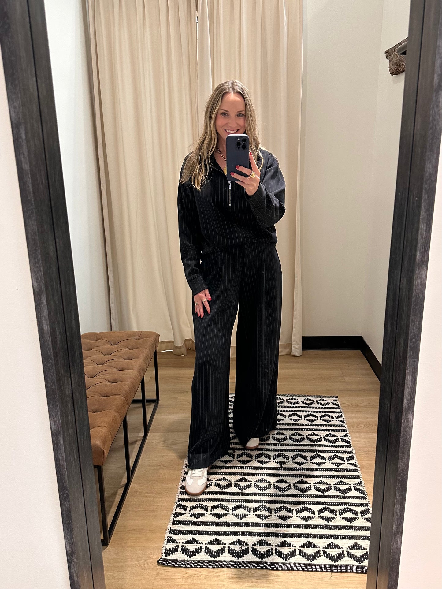Black with Grey Stripe Pant