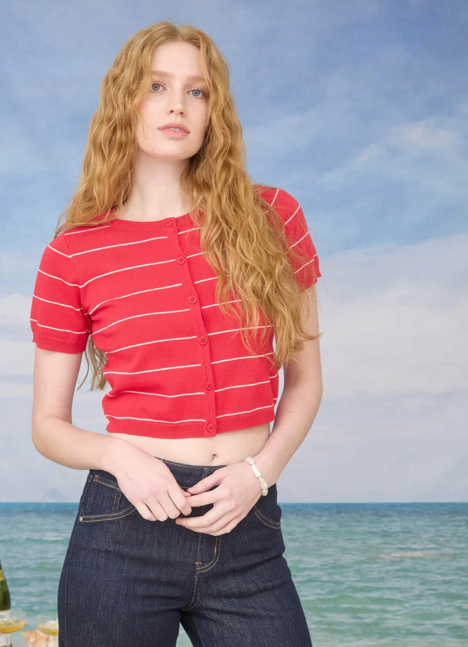 Emmie Cardigan Top- Red