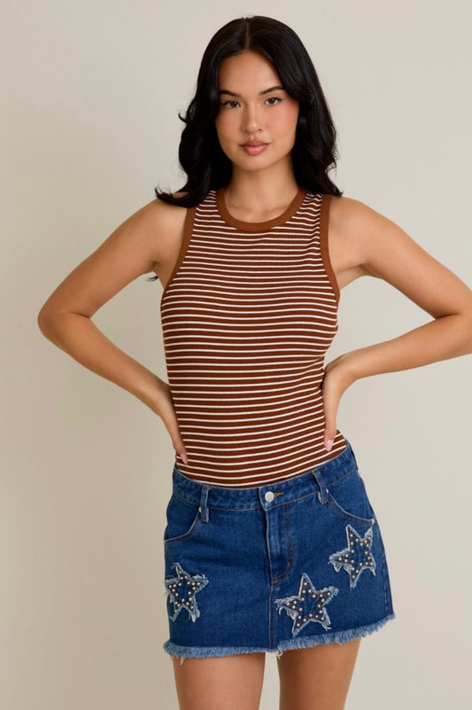 Rae Bodysuit- Brown/White