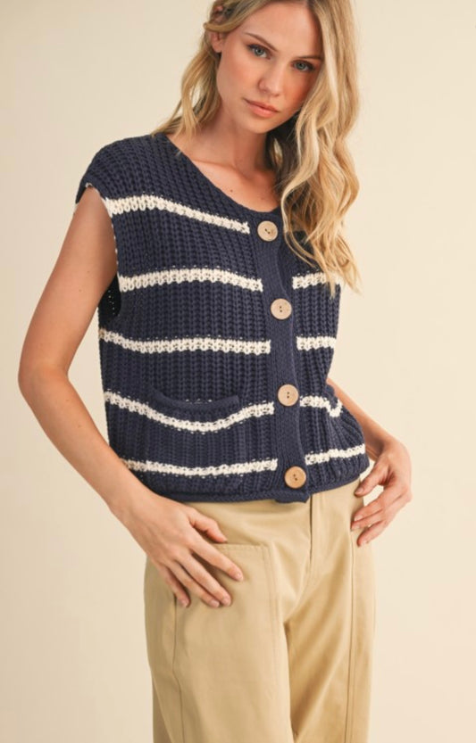 Lenny Sweater Vest- Navy