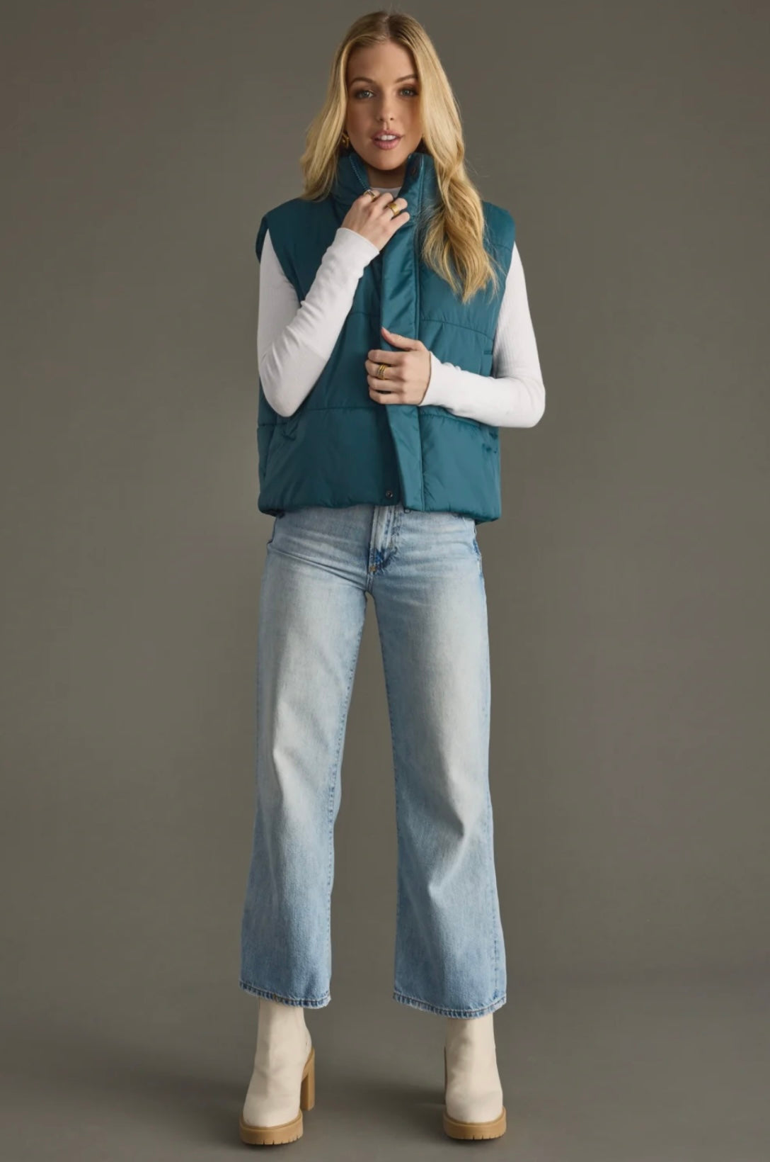 Ava Puffer Vest- Teal