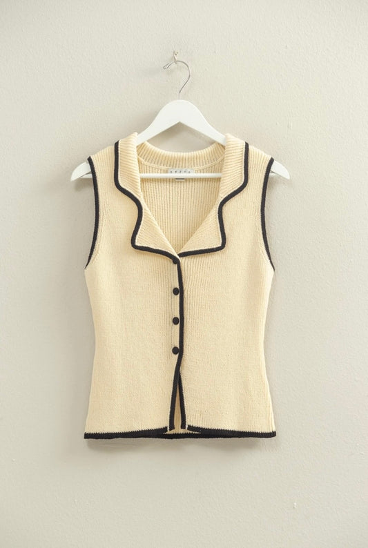 Simone Knit Vest- Cream