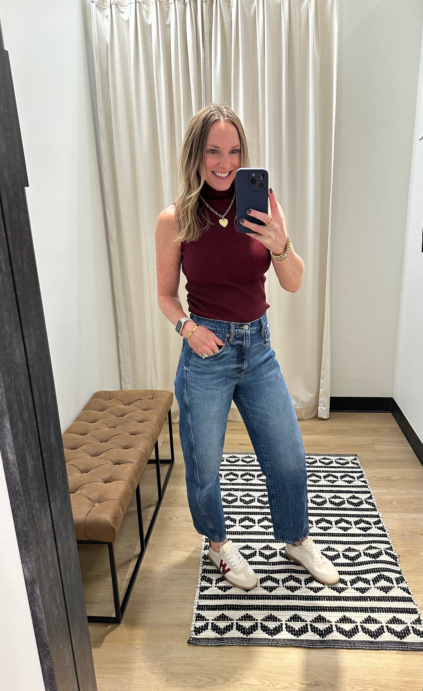 Mercy Sleeveless Turtleneck Tank- Wine