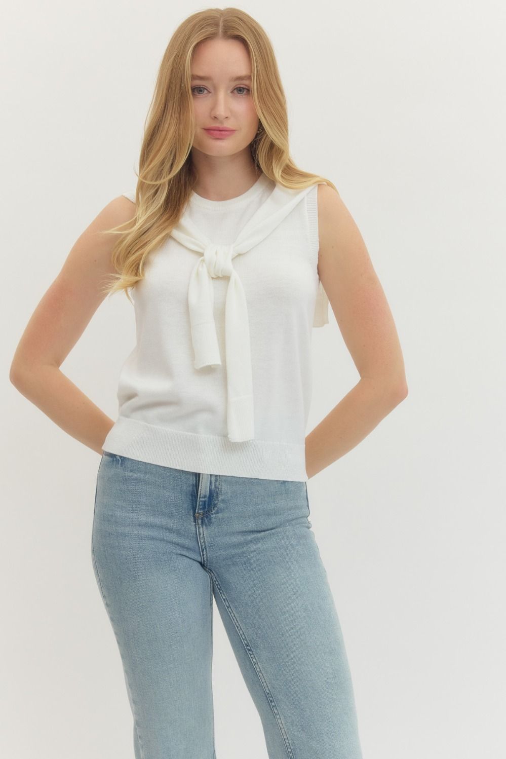 Kailyn Shoulder Wrap Top- Ivory