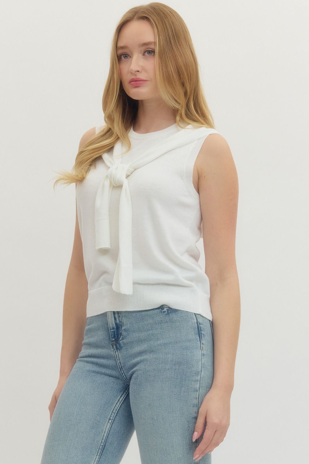 Kailyn Shoulder Wrap Top- Ivory